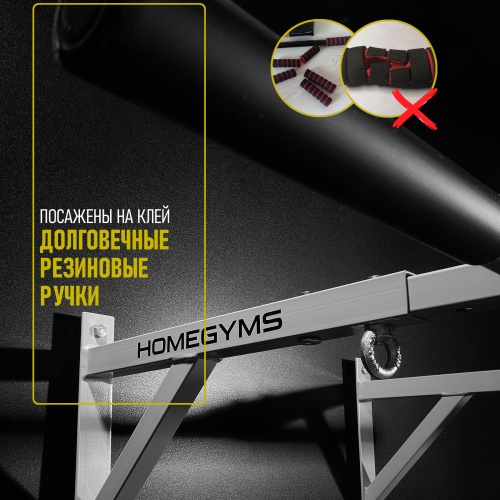 Турник «Настенный с прямым хватом» серый HOMEGYMS Домашние тренажеры